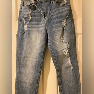 Fashion Nova Asymmetrical Waist Button Jeans